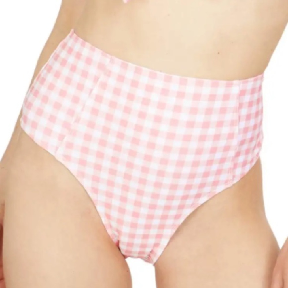 Southern Tide Swim Bottom Conch Shell Gingham High Rise Bikini Bottom Sz M NWT